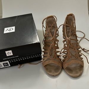Dolce Vita Tessah Lace Up Nude Suede Heels size 9